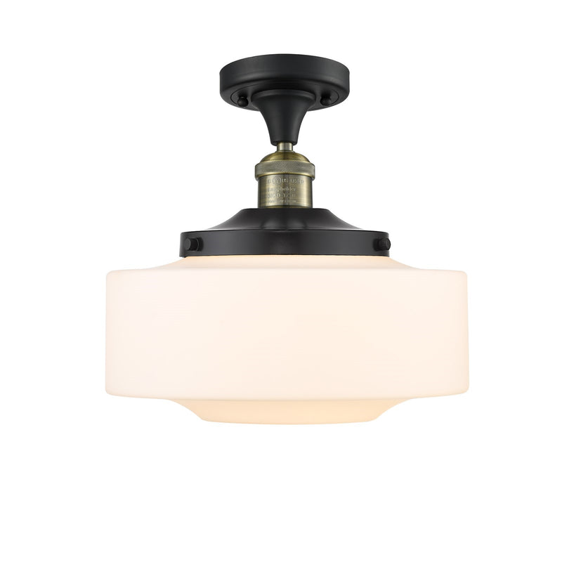 Innovations Bridgeton 12in 1-Light Semi-Flush Mount | Traditional Black Antique Brass and Matte White Frosted Glass | Hallway | Model 517-1CH-BAB-G691-12
