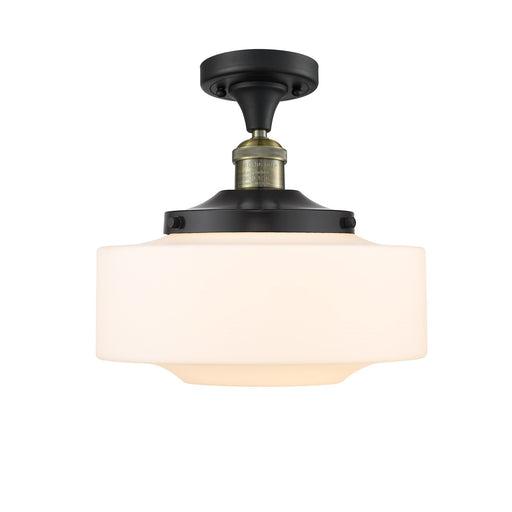 Innovations Bridgeton 12in 1-Light Semi-Flush Mount | Traditional Black Antique Brass and Matte White Frosted Glass | Hallway | Model 517-1CH-BAB-G691-12
