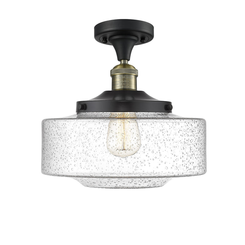 Innovations Bridgeton 12in 1-Light Semi-Flush Mount | Traditional Black Antique Brass and Seedy Glass | Hallway & Entryway | Model 517-1CH-BAB-G694-12