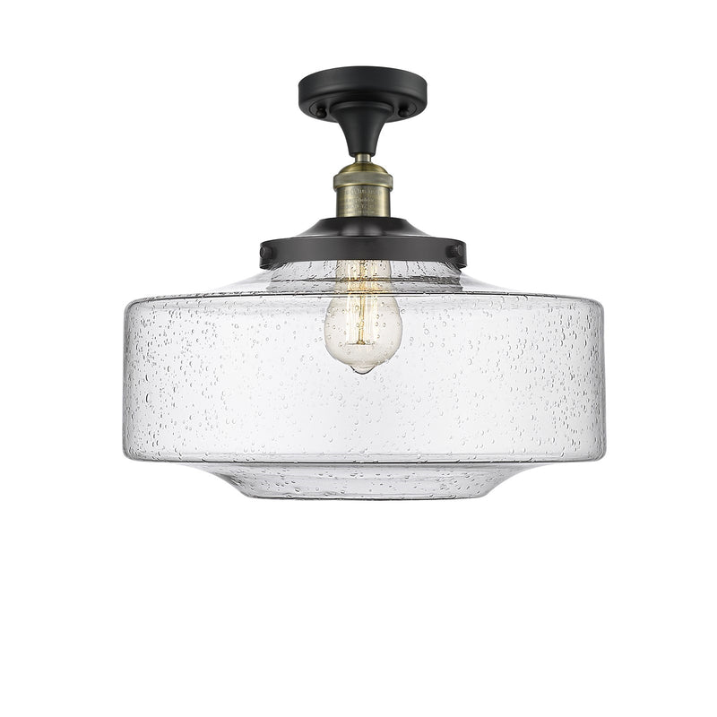 Innovations Bridgeton 16in 1-Light Semi-Flush Mount | Traditional Black Antique Brass and Seedy Glass | Entryway & Hallway | Model 517-1CH-BAB-G694-16
