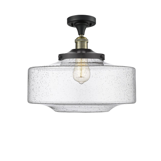 Innovations Bridgeton 16in 1-Light Semi-Flush Mount | Traditional Black Antique Brass and Seedy Glass | Entryway & Hallway | Model 517-1CH-BAB-G694-16