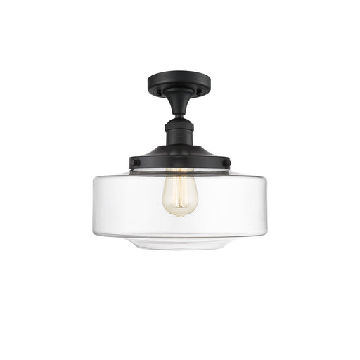 Innovations Bridgeton 12in 1-Light Semi-Flush Mount | Traditional Matte Black Steel and Clear Glass | Entryway & Hallway | 12 x | Model 517-1CH-BK-G692-12