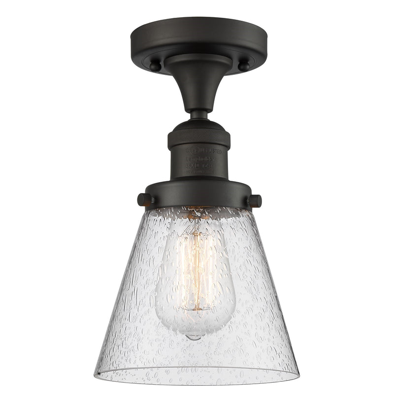 Innovations Bare Bulb 5in 1-Light Semi-Flush Mount | Industrial Oil Rubbed Bronze Steel | Damp Rated Hallway & Entryway | 4.5 x 4.5 x | Model 517-1CH-OB
