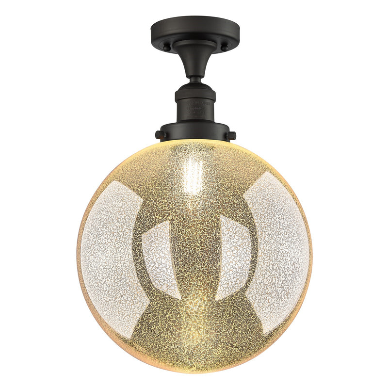 Innovations Beacon 12in 1-Light Semi-Flush Mount | Industrial Oil Rubbed Bronze Steel and Mercury Seeded Glass | Entryway & | Model 517-1CH-OB-G208-12
