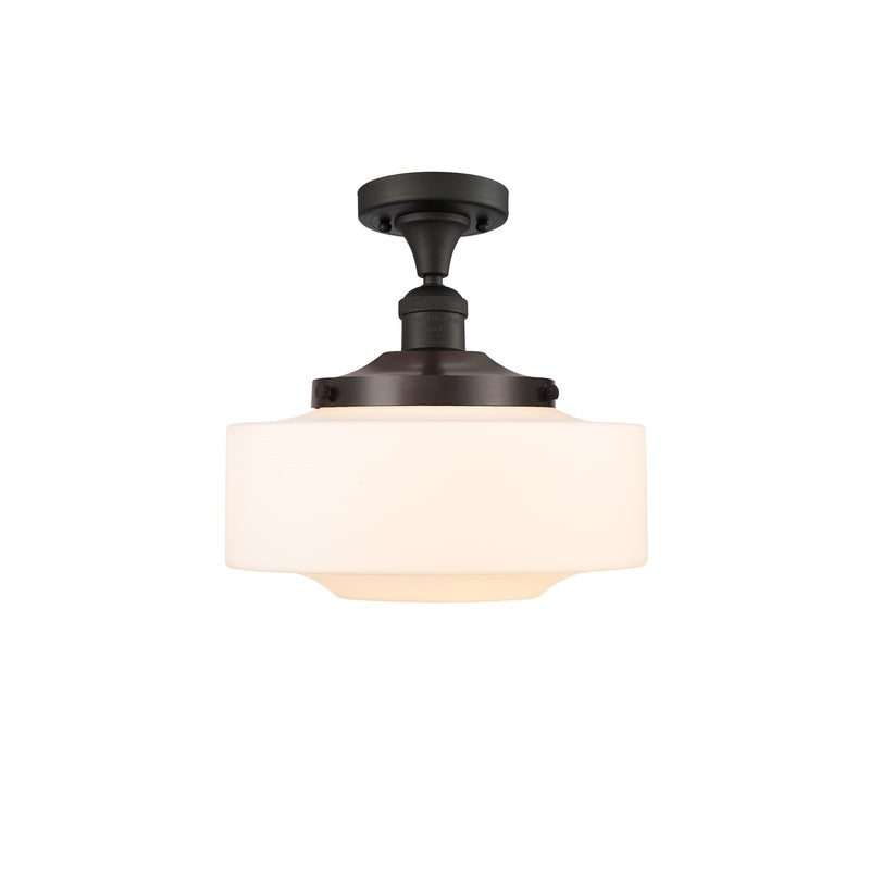 Innovations Bridgeton 12in 1-Light Semi-Flush Mount | Traditional Oil Rubbed Bronze Steel and Matte White Frosted Glass | Model 517-1CH-OB-G691-12-LED