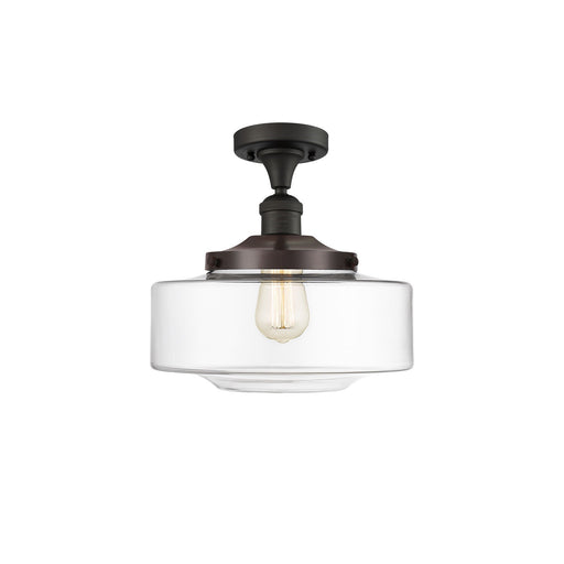 Innovations Bridgeton 12in 1-Light Semi-Flush Mount | Traditional Oil Rubbed Bronze Steel and Clear Glass | Entryway & | Model 517-1CH-OB-G692-12-LED