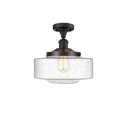 Innovations Bridgeton 12in 1-Light Semi-Flush Mount | Traditional Oil Rubbed Bronze Steel and Seedy Glass | Entryway & Hallway | Model 517-1CH-OB-G694-12