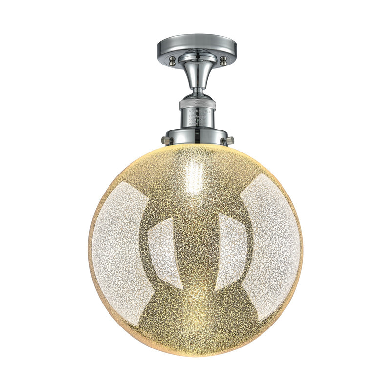 Innovations Beacon 12in 1-Light Semi-Flush Mount | Industrial Polished Chrome and Mercury Seeded Glass | Entryway & Hallway | Model 517-1CH-PC-G208-12