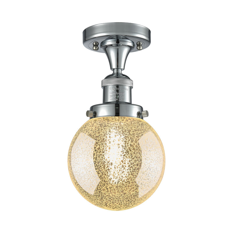 Innovations Beacon 6in 1-Light Semi-Flush Mount | Industrial Polished Chrome Steel and Mercury Seeded Glass | Entryway & Hallway | Model 517-1CH-PC-G208-6