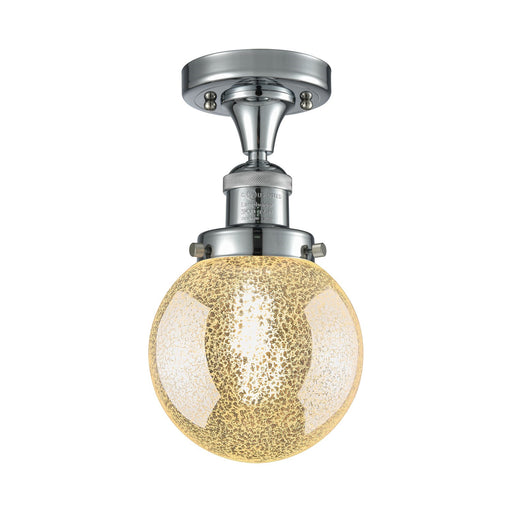 Innovations Beacon 6in 1-Light Semi-Flush Mount | Industrial Polished Chrome Steel and Mercury Seeded Glass | Entryway & Hallway | Model 517-1CH-PC-G208-6