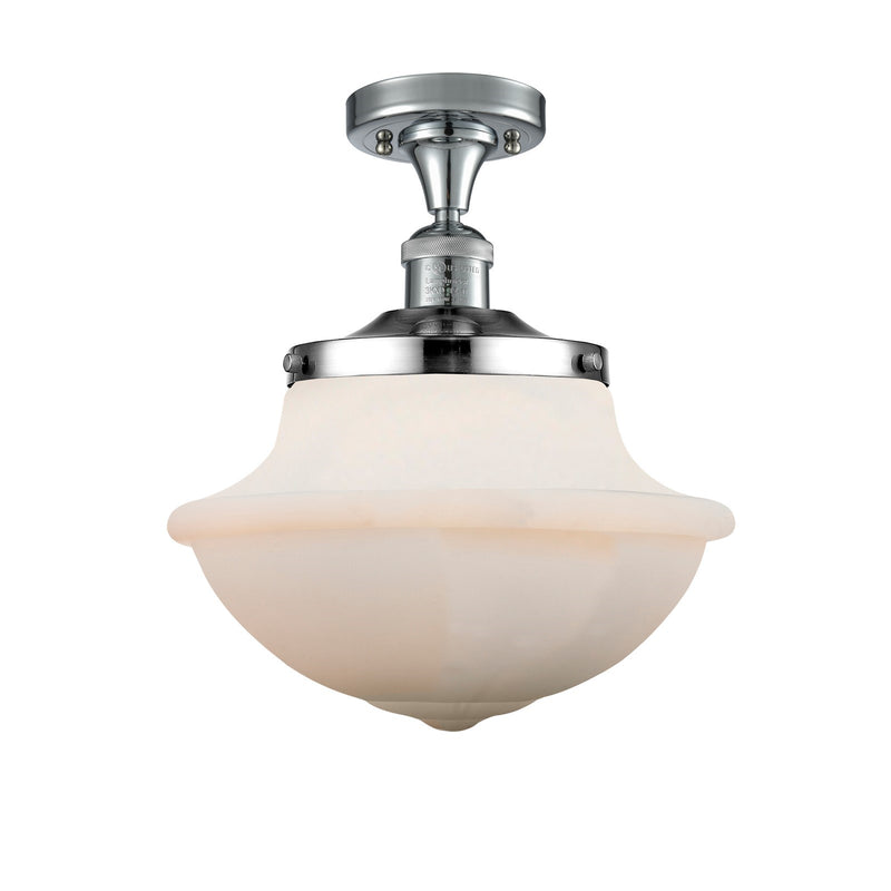 Innovations Oxford 12in 1-Light Semi-Flush | Traditional Polished Chrome and Matte White Frosted Glass | Entryway & Hallway | Model 517-1CH-PC-G541-LED