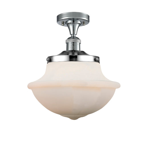 Innovations Oxford 12in 1-Light Semi-Flush | Traditional Polished Chrome and Matte White Frosted Glass | Entryway & Hallway | Model 517-1CH-PC-G541-LED