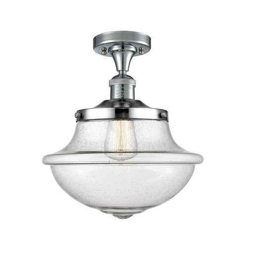 Innovations Oxford 12in 1-Light Semi-Flush | Traditional Polished Chrome and Seedy Glass | Hallway & Bathroom | 11.75 x 11.75 | Model 517-1CH-PC-G544-LED