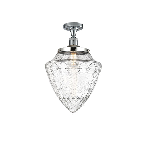 Innovations Bullet 12in 1-Light Semi-Flush | Traditional Art Deco Polished Chrome and Seedy Glass | Kitchen & Hallway | 12 | Model 517-1CH-PC-G664-12-LED
