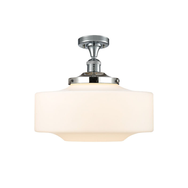 Innovations Bridgeton 16in 1-Light Semi-Flush Mount | Traditional Polished Chrome Steel and Matte White Frosted Glass | Model 517-1CH-PC-G691-16