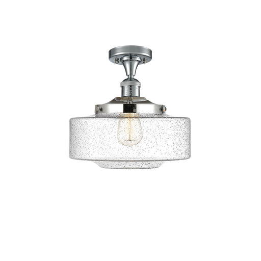 Innovations Bridgeton 12in 1-Light Semi-Flush Mount | Traditional Polished Chrome Steel and Seedy Glass | Entryway & Hallway | Model 517-1CH-PC-G694-12