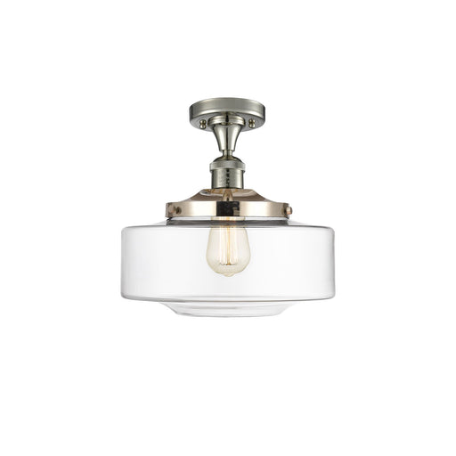 Innovations Bridgeton 12in 1-Light Semi-Flush Mount | Traditional Polished Nickel Steel and Clear Glass | Entryway & Hallway | Model 517-1CH-PN-G692-12