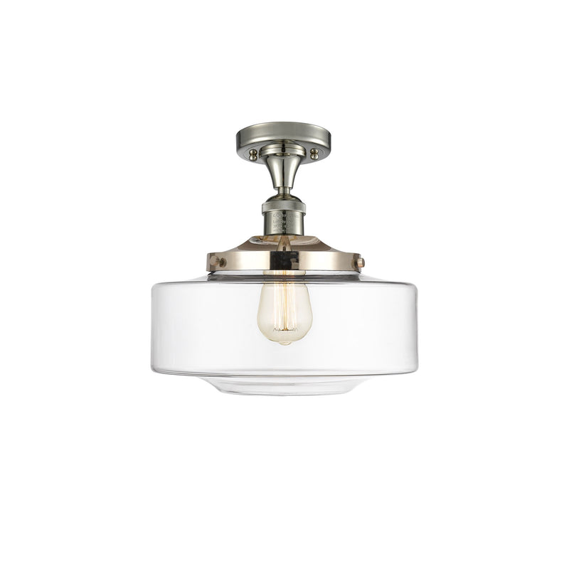 Innovations Bridgeton 12in 1-Light Semi-Flush Mount | Traditional Polished Nickel Steel and Clear Glass | Entryway & | Model 517-1CH-PN-G692-12-LED