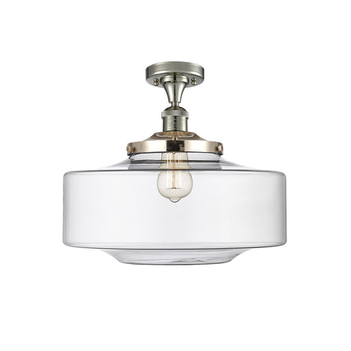 Innovations Bridgeton 16in 1-Light Semi-Flush Mount | Traditional Polished Nickel Steel and Clear Glass | Kitchen & | Model 517-1CH-PN-G692-16-LED