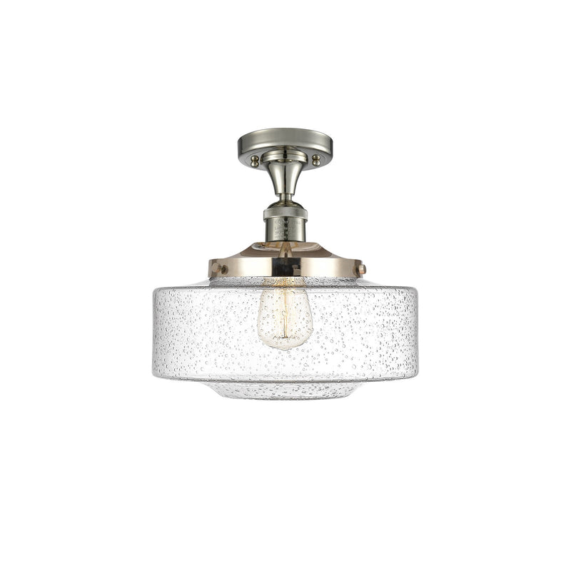 Innovations Bridgeton 12in 1-Light Semi-Flush Mount | Traditional Polished Nickel and Seedy Glass | Entryway & Hallway | 12 x | Model 517-1CH-PN-G694-12