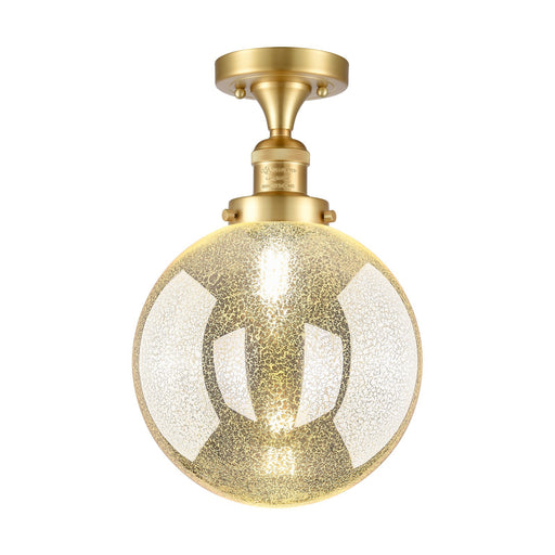 Innovations Beacon 10in 1-Light Semi-Flush Mount | Industrial Satin Gold and Mercury Seeded Glass | Entryway & Hallway | 10 x | Model 517-1CH-SG-G208-10