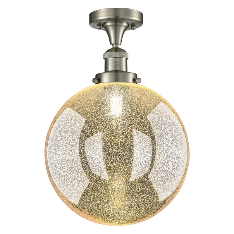 Innovations Beacon 12in 1-Light Semi-Flush Mount | Industrial Brushed Satin Nickel and Mercury Seeded Glass | Entryway & | Model 517-1CH-SN-G208-12