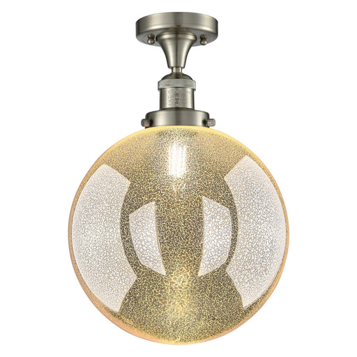 Innovations Beacon 12in 1-Light Semi-Flush Mount | Industrial Brushed Satin Nickel and Mercury Seeded Glass | Entryway & | Model 517-1CH-SN-G208-12