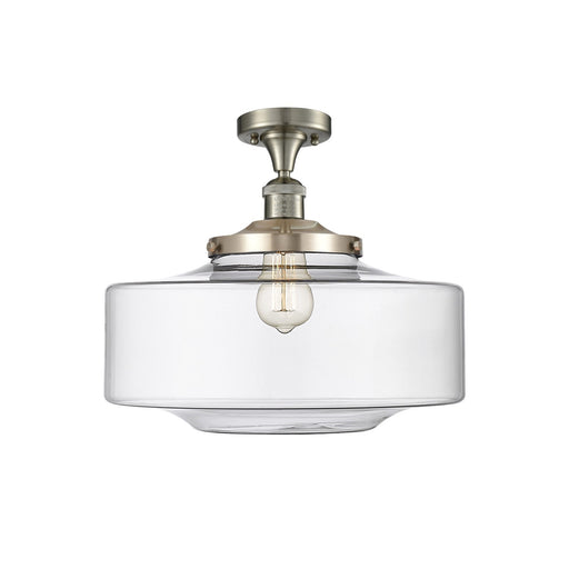 Innovations Bridgeton 16in 1-Light Semi-Flush Mount | Traditional Brushed Satin Nickel Steel and Clear Glass | Entryway & | Model 517-1CH-SN-G692-16-LED