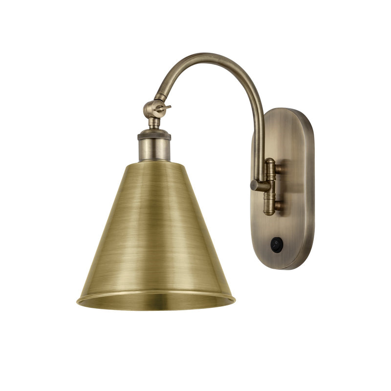 Innovations Berkshire 8in 1-Light Swing Arm Lamp | Industrial Antique Brass Steel and Cast Brass with Antique Brass Metal | Model 518-1W-AB-MBC-8-AB-LED
