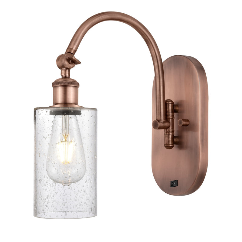 Innovations Clymer 1-Light Swing Arm Sconce | Art Nouveau Antique Copper Steel and Seedy Glass | Bedroom & Living Room Reading | Model 518-1W-AC-G804