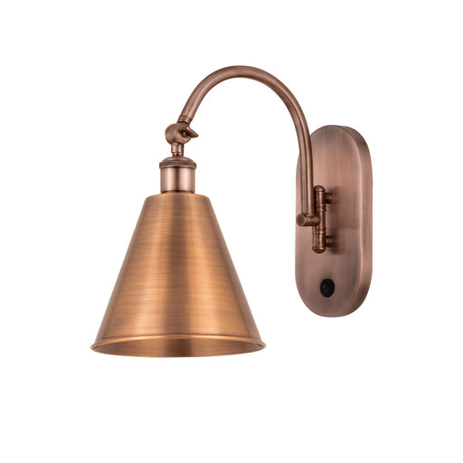 Innovations Berkshire 8in 1-Light Swing Arm Lamp | Industrial Antique Copper Steel and Cast Brass | Bedroom Reading Light | Model 518-1W-AC-MBC-8-AC-LED