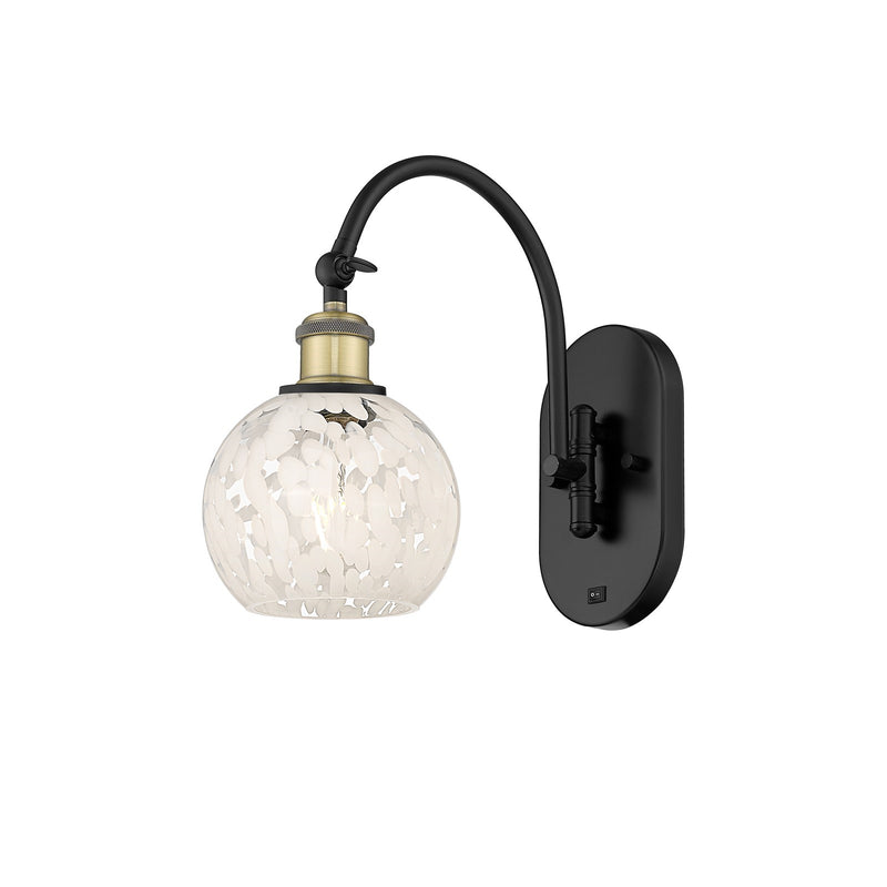 Innovations Lighting Ballston 6in 1-Light Swing Arm Lamp | Industrial Black Antique Brass and White Mouchette Glass | Living | Model 518-1W-BAB-G1216-6WM