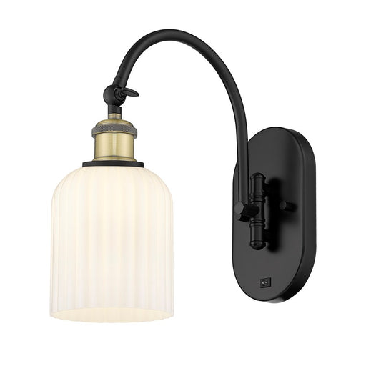 Innovations Ball B Veil 5" Sconce, Side Swivel, BLB/GW - 518-1W-BAB-G559-5GWH