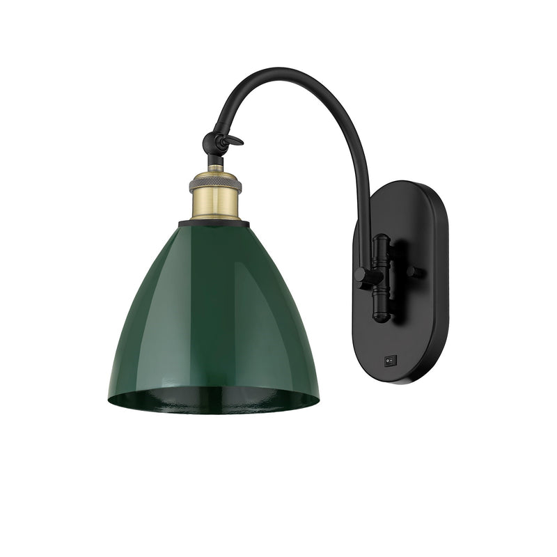 Innovations Plymouth 1-Light 7.5in Swing Arm Lamp | Industrial Farmhouse Black Antique Brass and Matte Green Metal | Model 518-1W-BAB-MBD-75-GR-LED