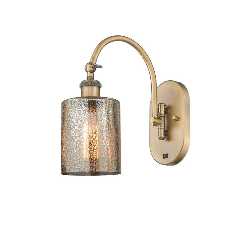 Innovations Cobbleskill 5in 1-Light Swing Arm Sconce | Industrial Brushed Brass Steel and Mercury Glass | Bedroom Reading Light | Model 518-1W-BB-G116