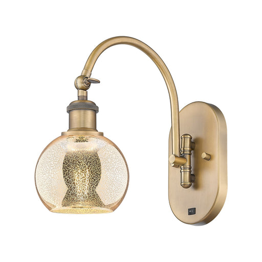 Innovations Athens 6in 1-Light Swing Arm Sconce | Industrial Brushed Brass and Mercury Glass | Bedroom & Hallway Accent | 5.88 x | Model 518-1W-BB-G128-6
