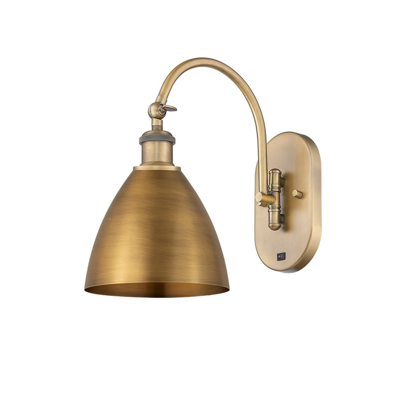 Innovations Bristol 1-Light 7.5in Swing Arm Sconce | Industrial Brushed Brass Steel and Brushed Brass Metal Shade | Bedroom & | Model 518-1W-BB-MBD-75-BB
