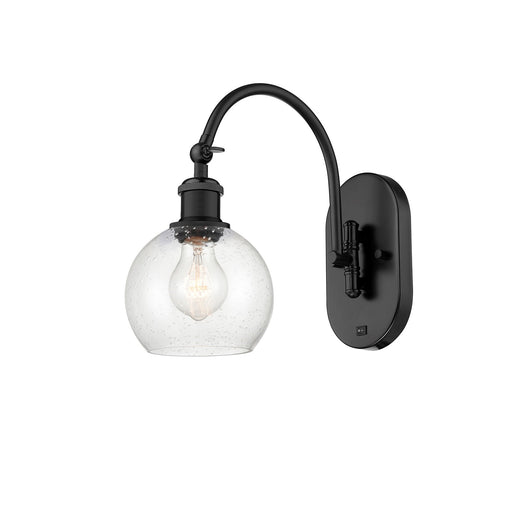 Innovations Athens 1-Light Swing Arm Sconce | Industrial Matte Black Steel and Seedy Glass | Bedroom & Living Room Reading | Model 518-1W-BK-G124-6-LED