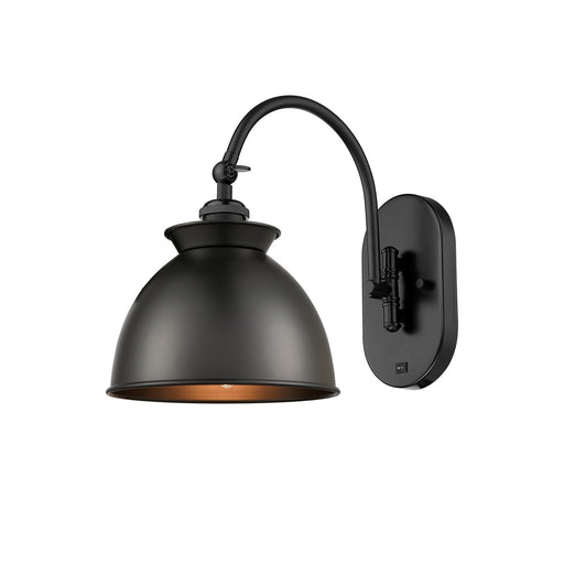 Innovations Adirondack 8.25in 1-Light Swing Arm Lamp | Industrial Matte Black Steel and Cast Brass | Bedroom & Living Room | Model 518-1W-BK-M14-BK