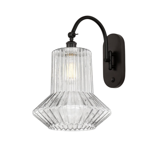 Innovations Springwater 12in 1-Light Swing Arm Sconce | Industrial Oil Rubbed Bronze Steel and Clear Fluted Glass | Bedroom & | Model 518-1W-OB-G212