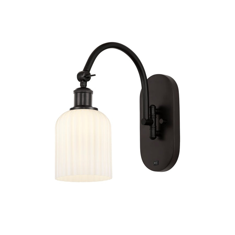 Innovations Ball Bridal Veil 5" Sconce, Side Swivel, BZ/GW - 518-1W-OB-G559-5GWH