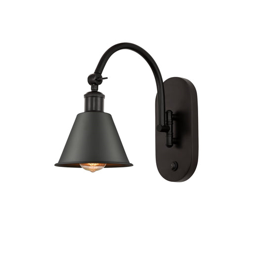 Innovations Smithfield 1-Light 7in Swing Arm Wall Sconce | Industrial Farmhouse Oil Rubbed Bronze Steel and Metal Shade | Bedroom | Model 518-1W-OB-M8-LED