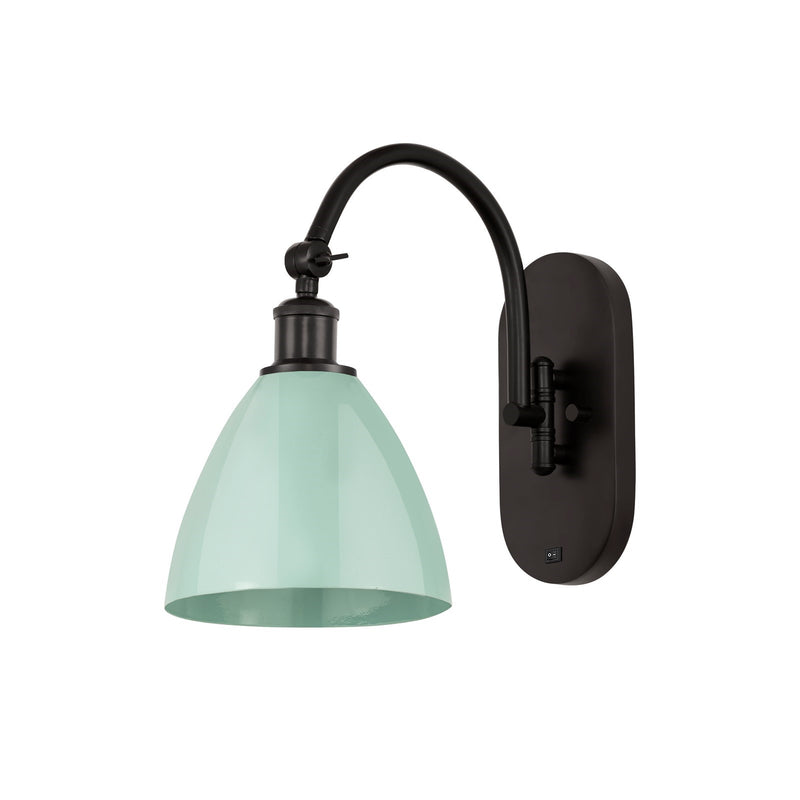 Innovations Plymouth 7.5in 1-Light Swing Arm Lamp | Industrial Farmhouse Oil Rubbed Bronze Steel and Matte Seafoam Metal Shade | Model 518-1W-OB-MBD-75-SF