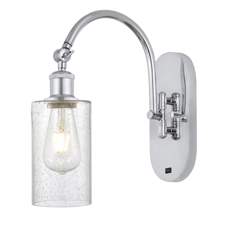 Innovations Clymer 1-Light 12.38in Swing Arm Wall Sconce | Art Nouveau Polished Chrome and Seedy Glass | Bedroom & Living Room | Model 518-1W-PC-G804