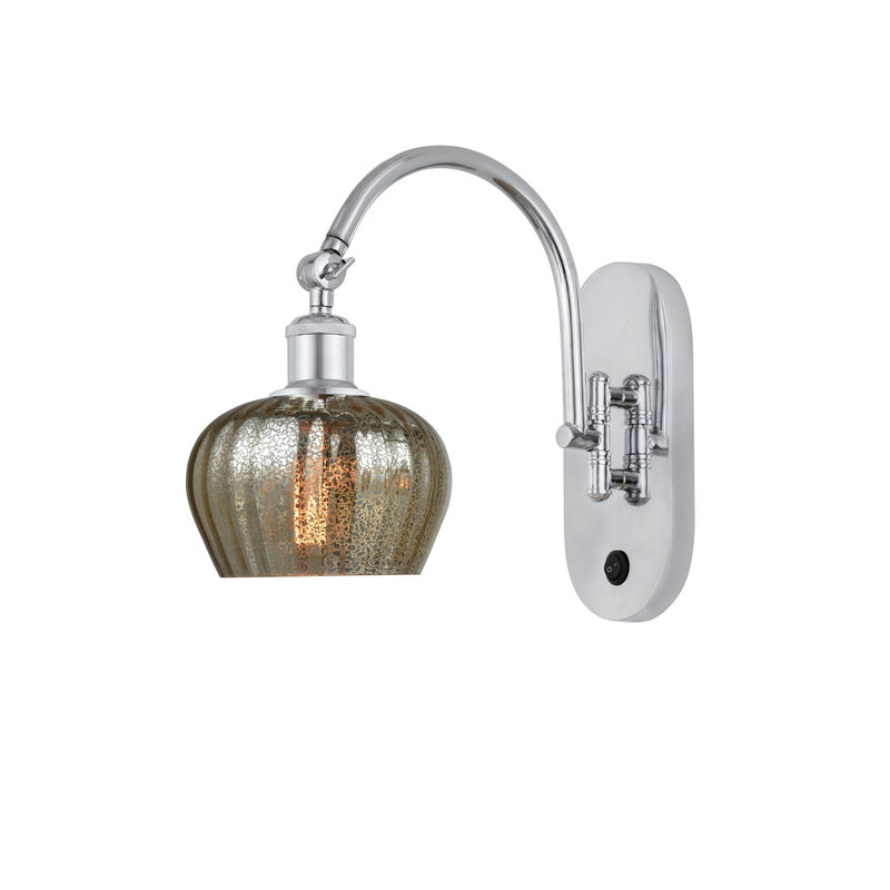 Innovations Fenton 1-Light 6.5in Swing Arm Wall Sconce | Industrial Polished Chrome and Mercury Ribbed Glass | Bedroom & Living Room | Model 518-1W-PC-G96