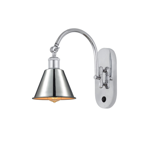 Innovations Smithfield 1-Light 6.5in Swing Arm Wall Sconce | Industrial Farmhouse Polished Chrome Steel and Metal Shade | Bedroom | Model 518-1W-PC-M8