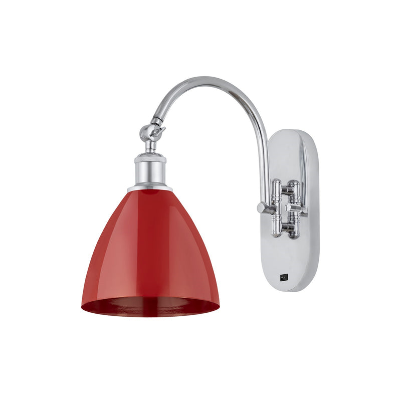 Innovations Plymouth 8in 1-Light Swing Arm Wall Sconce | Industrial Polished Chrome and Matte Red Metal | Living Room & | Model 518-1W-PC-MBD-75-RD