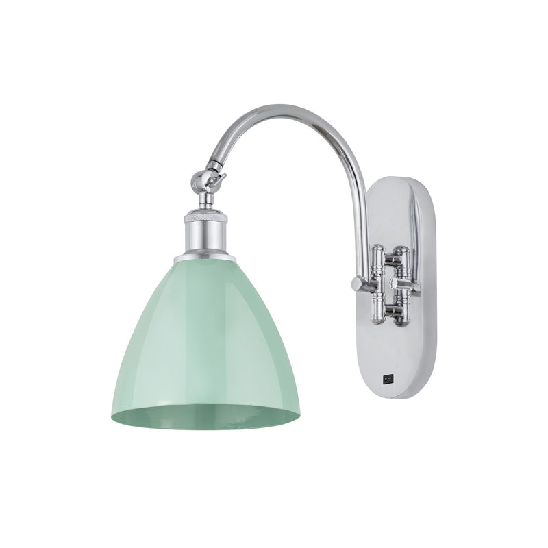 Innovations Plymouth 1-Light 7.5in Swing Arm Lamp | Industrial Farmhouse Polished Chrome and Matte Seafoam Metal Shade | Model 518-1W-PC-MBD-75-SF-LED