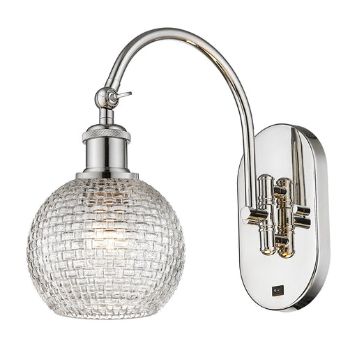 Innovations Athens 6in 1-Light Swing Arm Lamp | Modern Contempo Farmhouse Polished Nickel and Clear Basket Weave Glass | Model 518-1W-PN-G122C-6CL