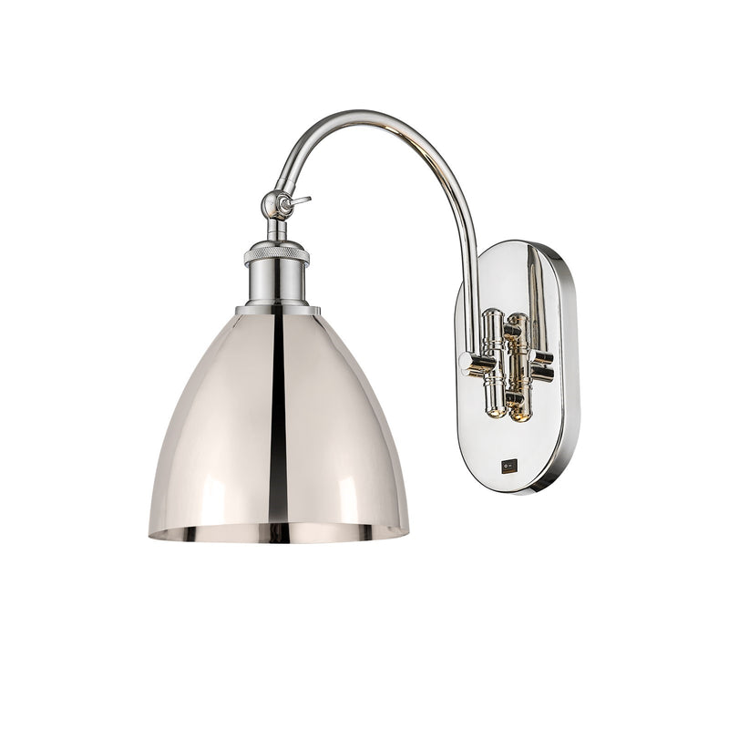 Innovations Bristol 7.5in 1-Light Swing Arm Sconce | Industrial Polished Nickel Steel and Polished Nickel Metal Shade | Model 518-1W-PN-MBD-75-PN